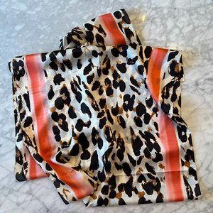 Long leopard print silky scarf